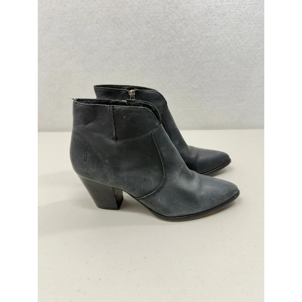 Frye Sacha Moto Shootie Black Genuine Leather Western Ankle Boots 7 M